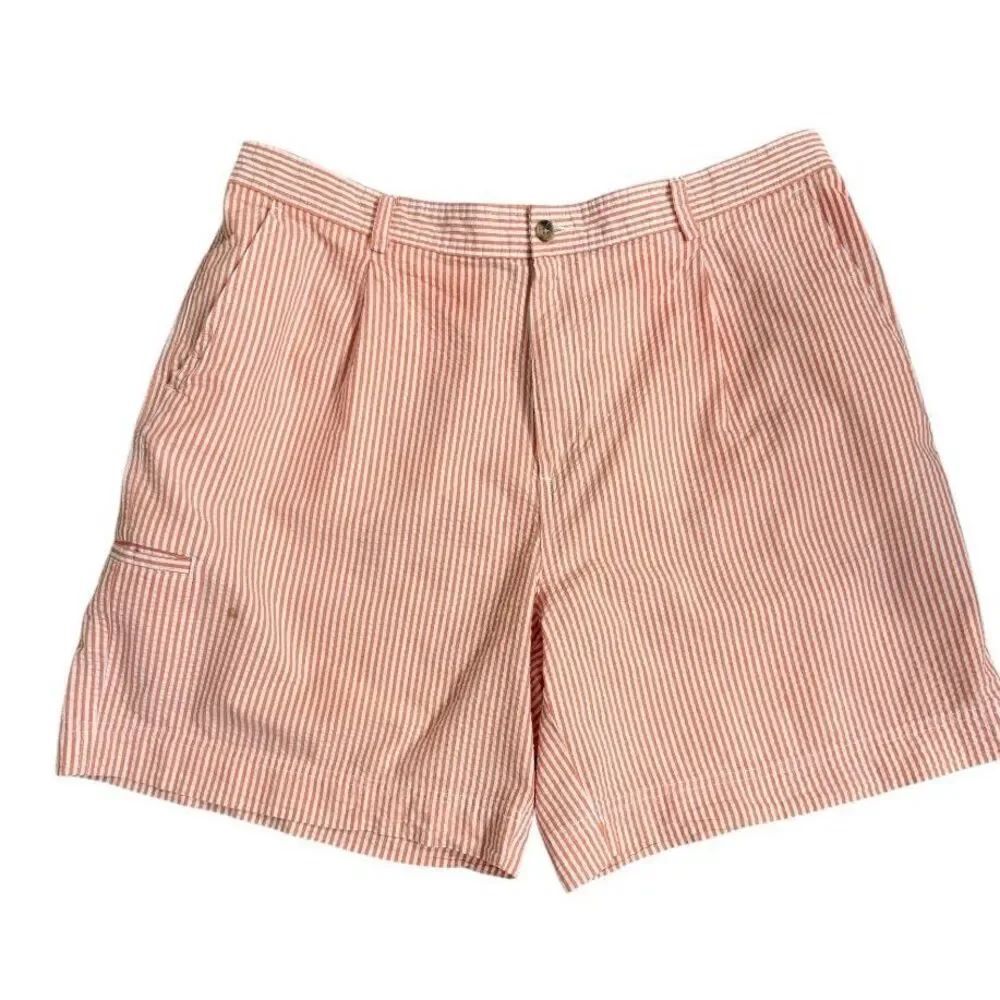 Saddlebred Men’s Seersucker Shorts Sz. 40 Lt. Orange @ White Lightweight Packabl